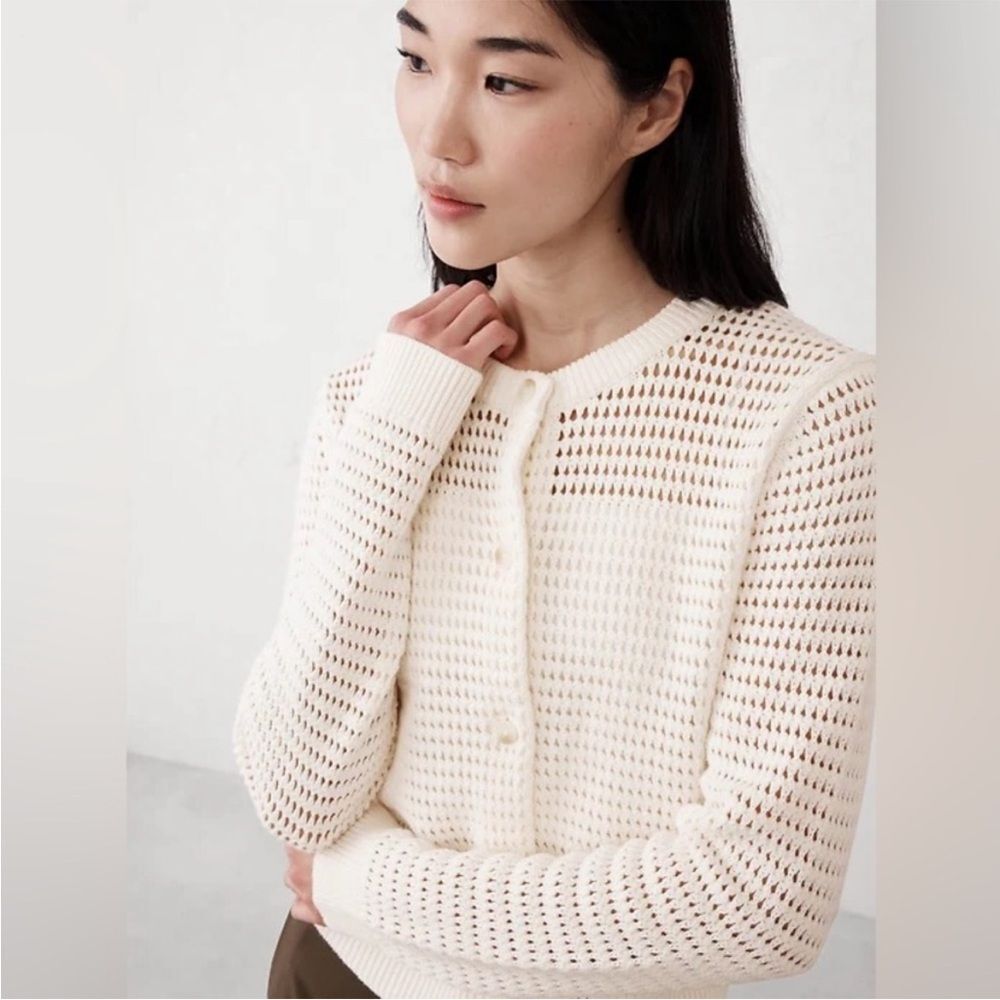 Banana Republic Cream Open Knit Cardigan Sweater